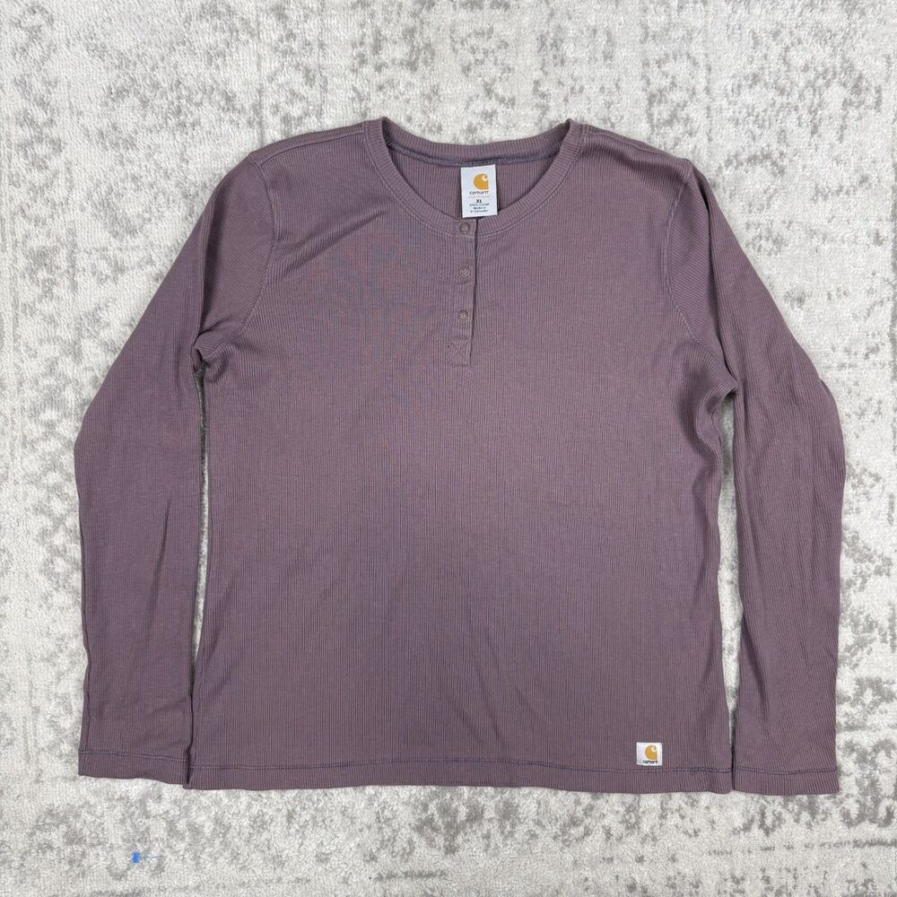 Carhartt Henley Shirt Women's Plum Cotton Thermal Knit Travel Streetwear Size XL